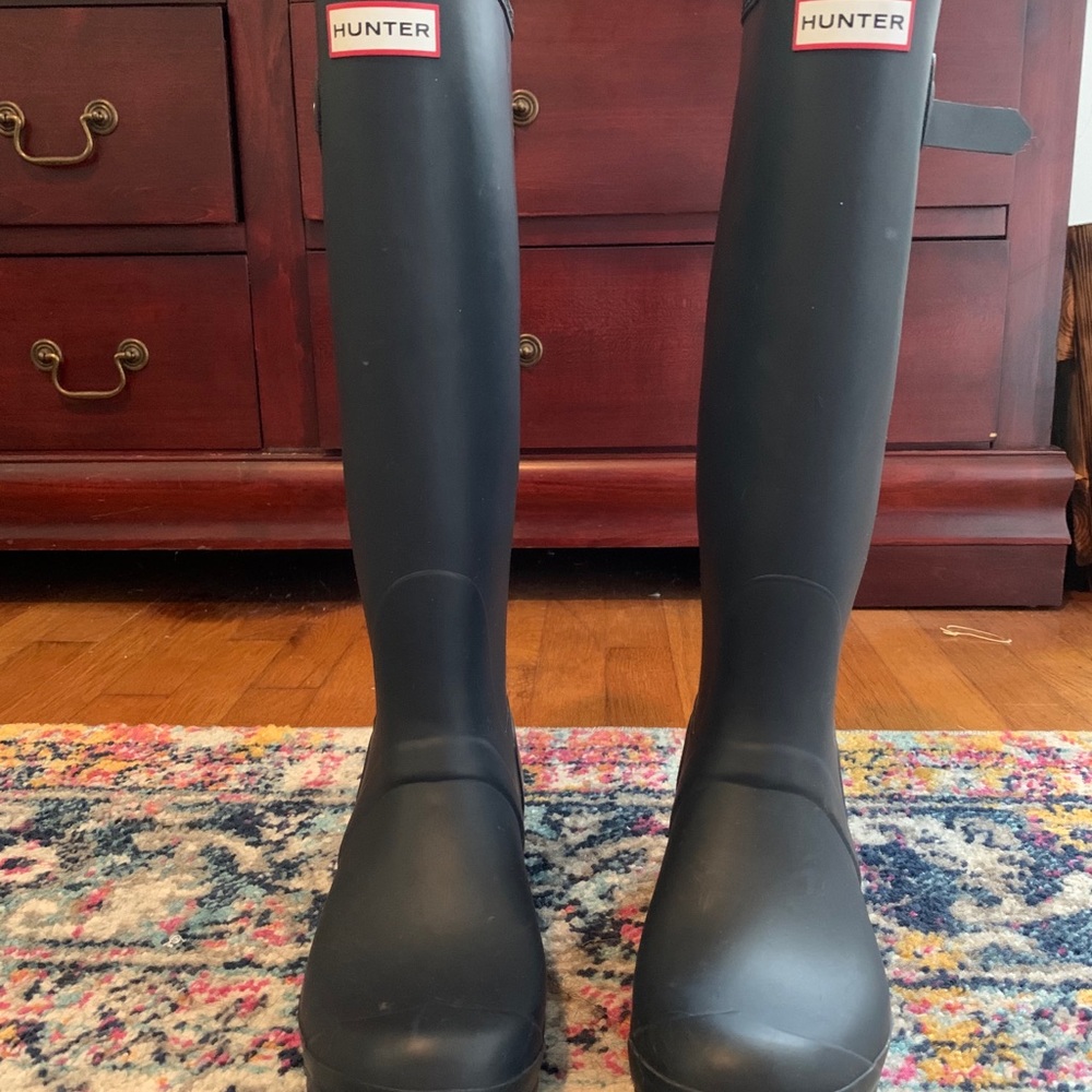 Navy Hunter Rainboots - Tall
